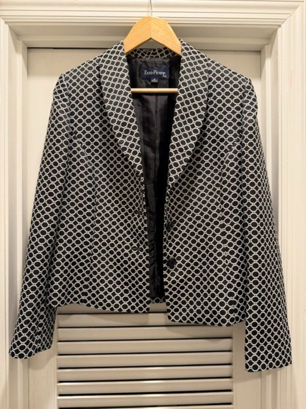 Evan-Picone Women's Black /White Long Sleeve Blazer Size 10 No Pocket